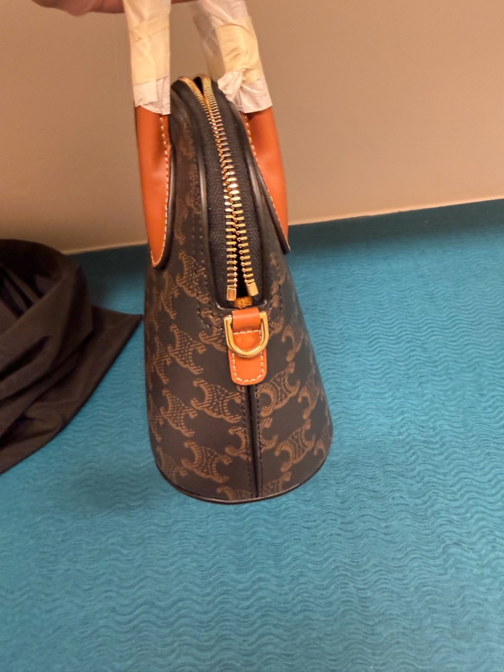 Celine Teen Honorine Bag in Triomphe Canvas and Calfskin - Picture 13 of 16